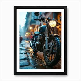 Triumph Motorcycle At Night 1 Art Print