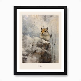 Vintage Winter Animal Painting Poster Pika 2 Art Print