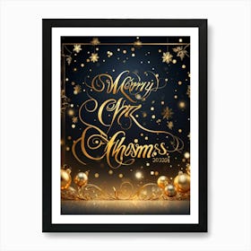 A Sophisticated Calligraphic Rendering Of A Merry Christmas 2024 Greeting The Elegant Letters Of Art Print