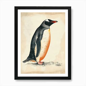 Adlie Penguin Ross Island Vintage Botanical Painting 3 Art Print