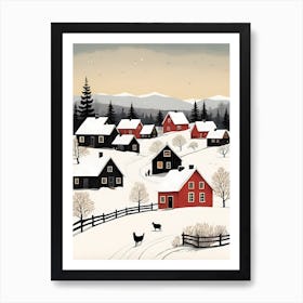 Scandinavian Village Scene Painting (16) Art Print