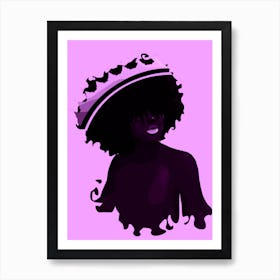 Afro Woman Art Prints Illustration Purple Art Print