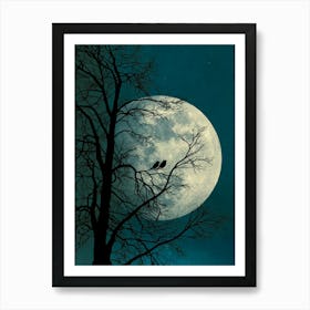 Full Moon With Birds Art Print