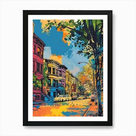 Jackson Heights New York Colourful Silkscreen Illustration 1 Art Print