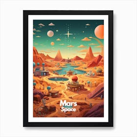 Mars Travel Poster Bubble Planet Art Print