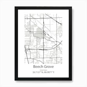 Beech Grove,United States Minimalist Map Art Print