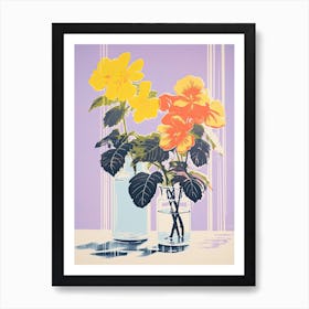 Colourful Flower Still Life Risograph Style 39 Art Print