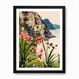 Amalfi Coast, Flower Collage 4 Art Print