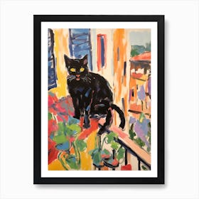 Painting Of A Cat In Siena Italy 1 Art Print