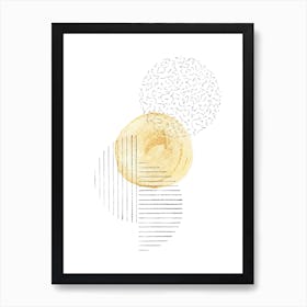 Abstract yellow and grey circles Art Print