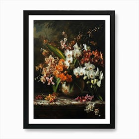 Baroque Floral Still Life Orchid 2 Art Print