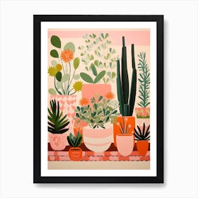 Green And Pink Cactus Still Life 4 Art Print