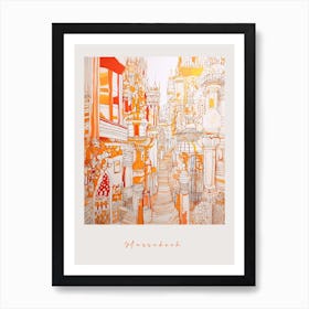 Marrakech Morocco 2 Orange Drawing Poster Art Print