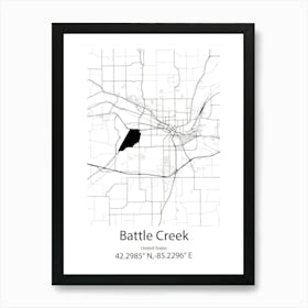 Battle Creek,United States Minimalist Map Art Print