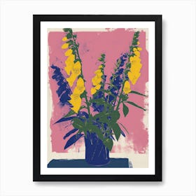 Foxglove Flowers On A Table   Contemporary Illustration 2 Art Print