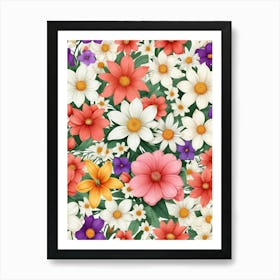 Seamless Floral Pattern 4 Art Print