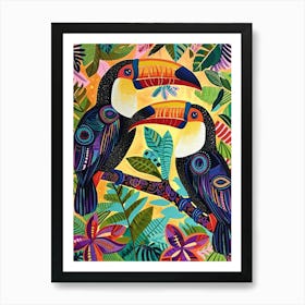 Kitsch Colourful Toucans 3 Art Print