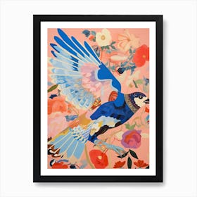 Maximalist Bird Painting Blue Jay 3 Art Print