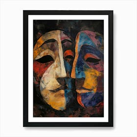Two Masks By Aditya Art Print