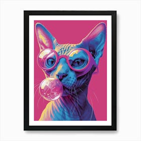 Sphynx Cat with bubble gum 1 Art Print