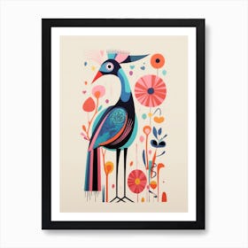 Colourful Scandi Bird Ostrich 2 Art Print