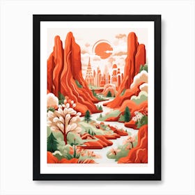 Garden Of The Gods Usa Modern Illustration 2 Art Print