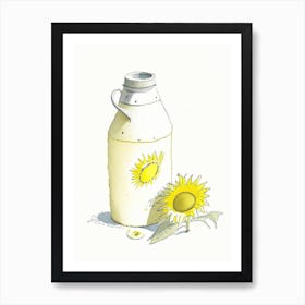 Sunflower Seed Milk Dairy Food Pencil Illustration Art Print