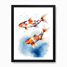 Koi Fish Watercolor Painting (19) Art Print