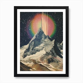 Cosmic surrealistic mountain landscape Art Print