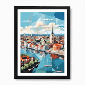 Hamburg, Germany, Geometric Illustration 2 Art Print