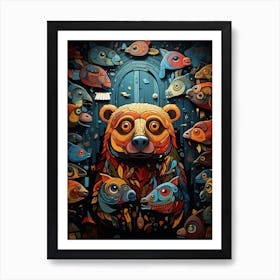 Bear With Fishes 4 Art Print