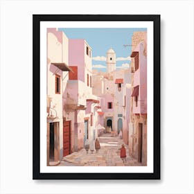 Essaouira Morocco 3 Vintage Pink Travel Illustration Art Print