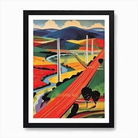 Millau Bridge, France, Colourful 1 Art Print