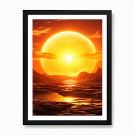 Sun Rising Over The Ocean 1 Art Print