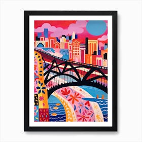 Peace Bridge, Canada, Colourful 2 Art Print