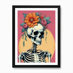 Floral Skeleton In The Style Of Pop Art (53) Art Print