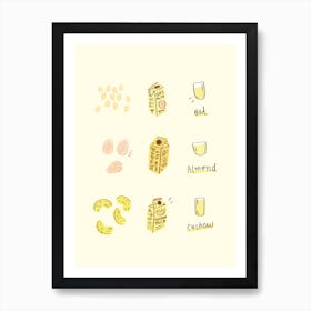 Plant Based Milks Art Print