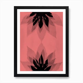 Coral black leaf Art Print