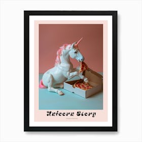 Toy Unicorn Eating A Pizza Slice 1 Poster Art Print