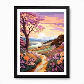 Dusky Track New Zealand 1 Hike Illustration Art Print