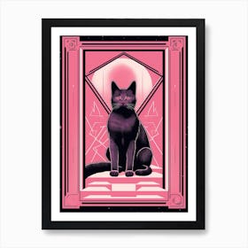 The Tower Tarot Card, Black Cat In Pink 1 Art Print