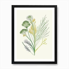 Fennel Seeds Spices And Herbs Minimal Line Drawing 8 Art Print