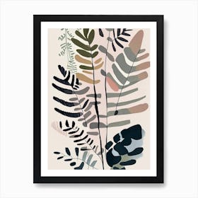 Painted Fern Wildflower Modern Muted Colours Art Print