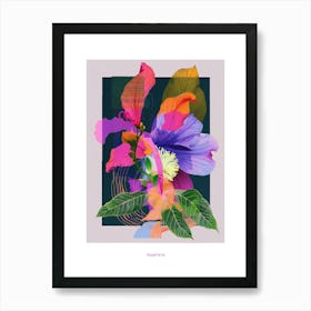 Impatiens 4 Neon Flower Collage Poster Art Print