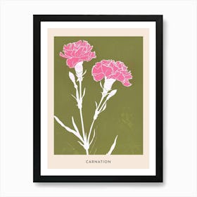 Pink & Green Carnation 1 Flower Poster Art Print