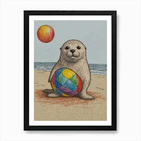 Seal With A Ball 1 Art Print