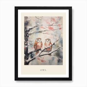 Winter Watercolour Owl 3 Poster Art Print