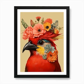 Bird With A Flower Crown Cardinal 1 Art Print