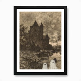 Haunted House With Ghosts Art Print