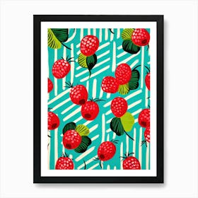 Raspberries Fruit Summer Illustration 2 Art Print